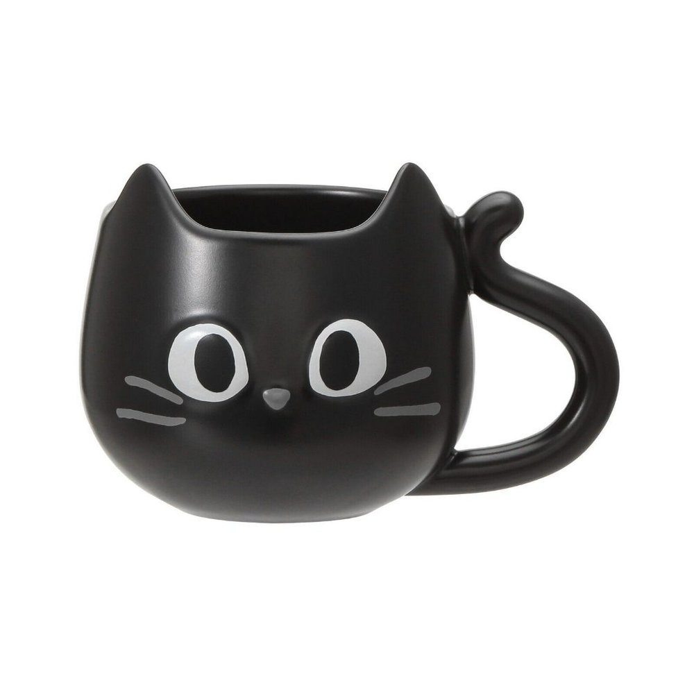 Starbucks Halloween Black Cat Face Mug w/Tail Handle, 12oz from Japan